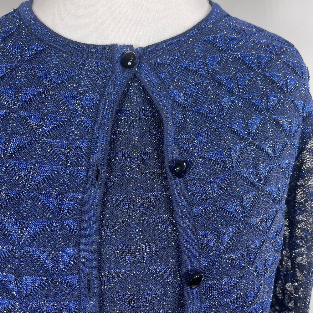 St. John Metallic Diamond Lace Knit Cardigan and Tank Top Set… - Picture 2 of 16